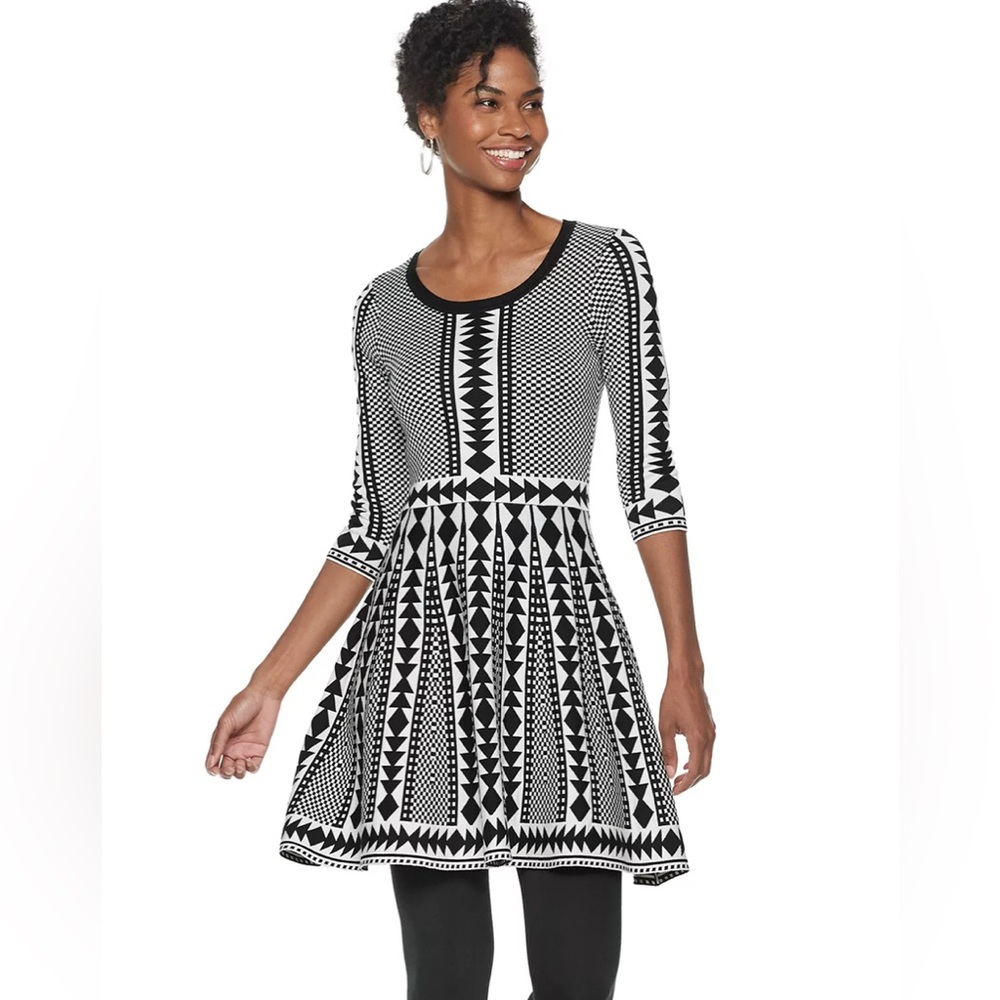 Nina Leonard (L) Sweater / knit dress, fit & flare skater style holidays office